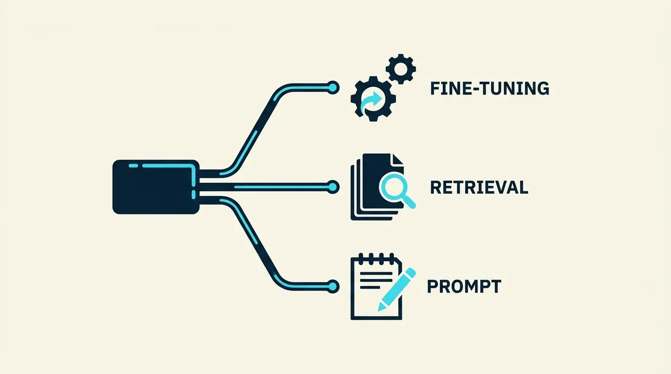 Árbol de decisión para elegir entre fine-tuning, RAG y prompt engineering en proyecto empresarial