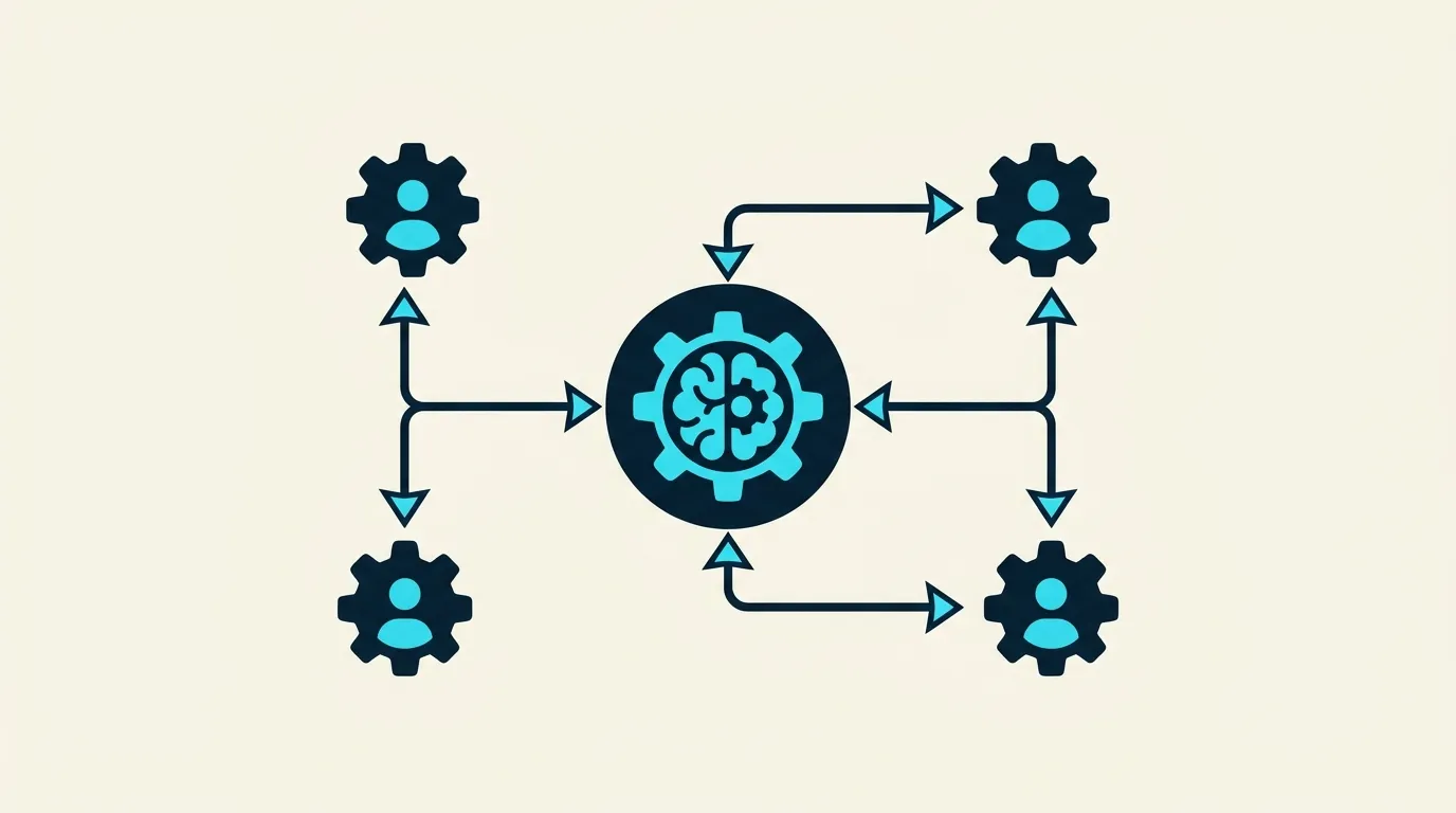 Arquitectura multi-agente con Claude Agent SDK mostrando un orchestrator dirigiendo varios workers especializados