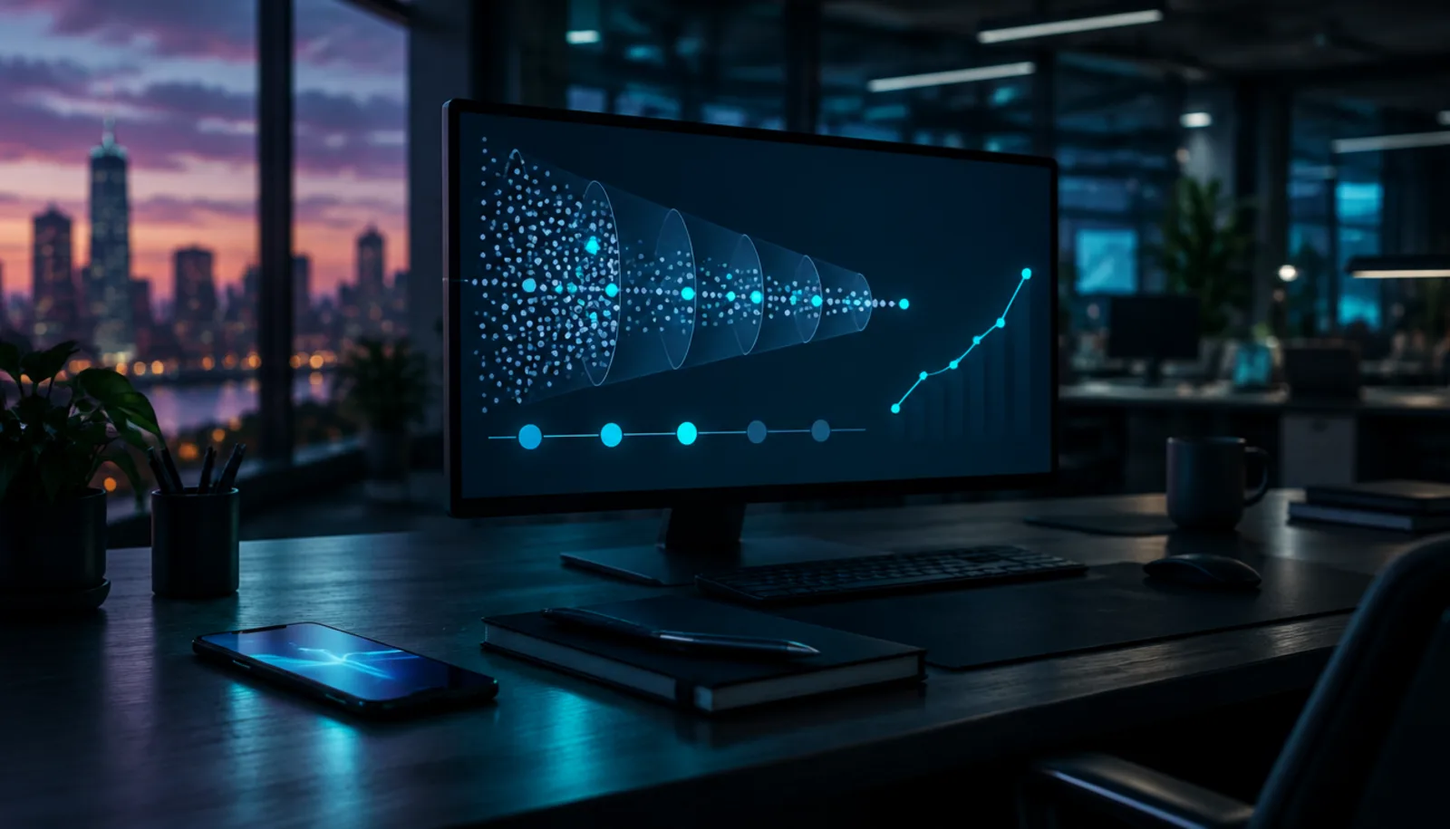 Panel de seguimiento automatizado de contactos comerciales con IA en una empresa