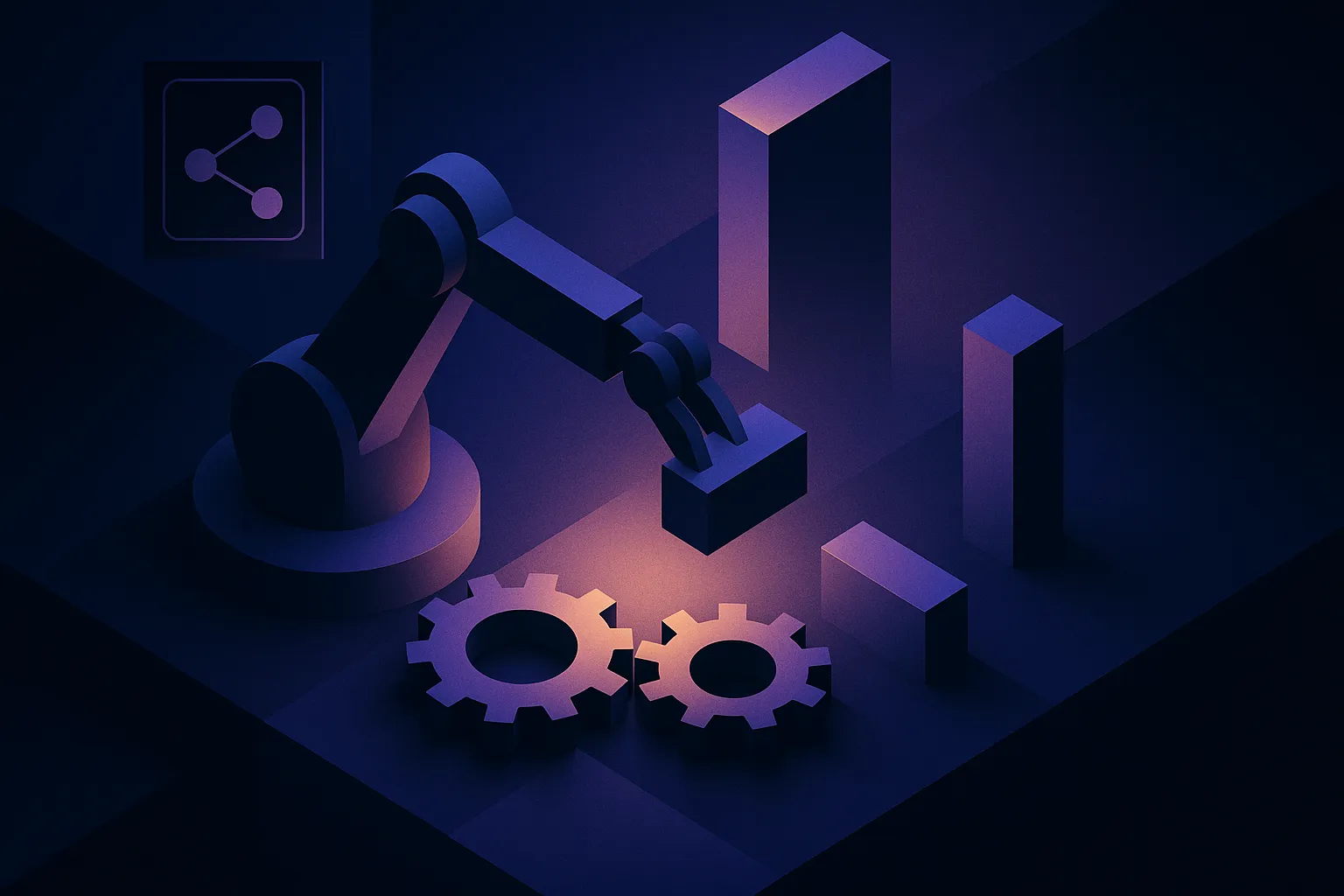 Sala de operaciones con dashboards de hiperautomatización mostrando procesos automatizados con IA