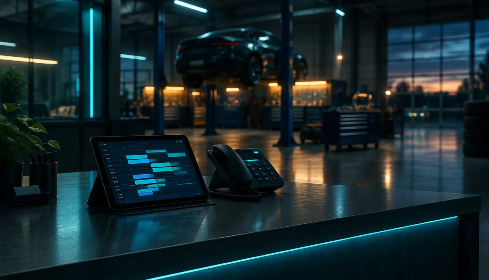 Taller de automoción con sistema digital de citas y presupuestos automatizado
